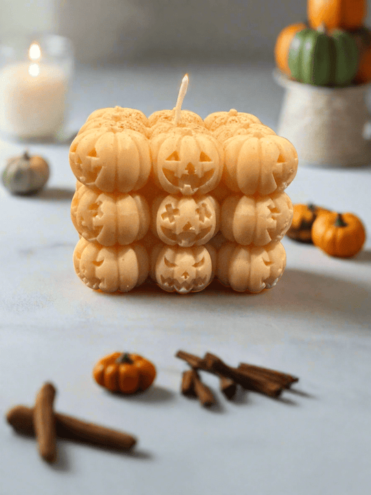 3D Bubble Cube Pumpkin Candle