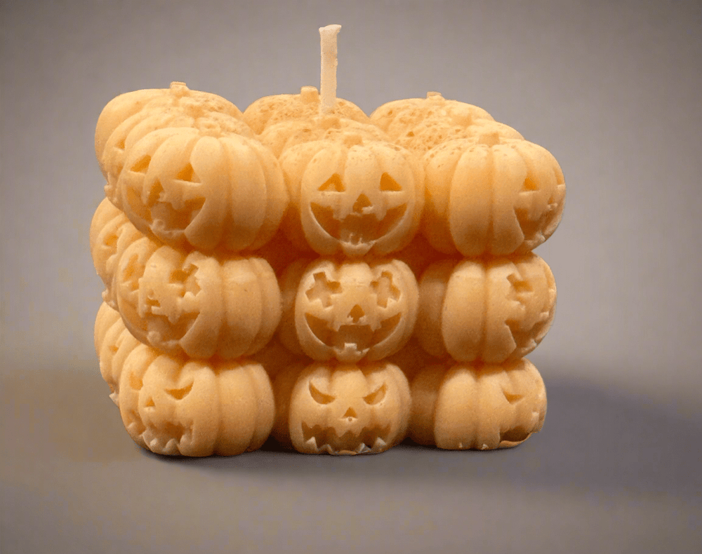 3D Bubble Cube Pumpkin Candle