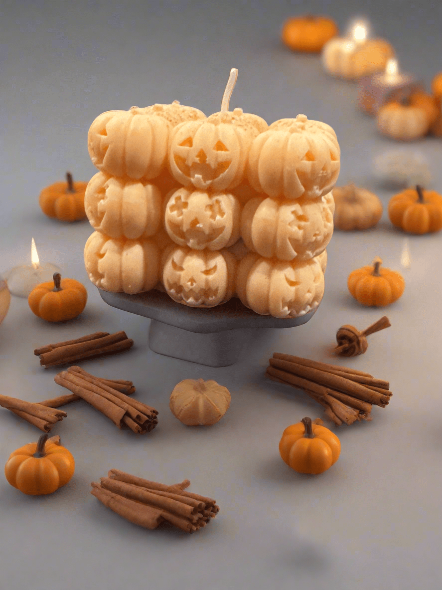 3D Bubble Cube Pumpkin Candle