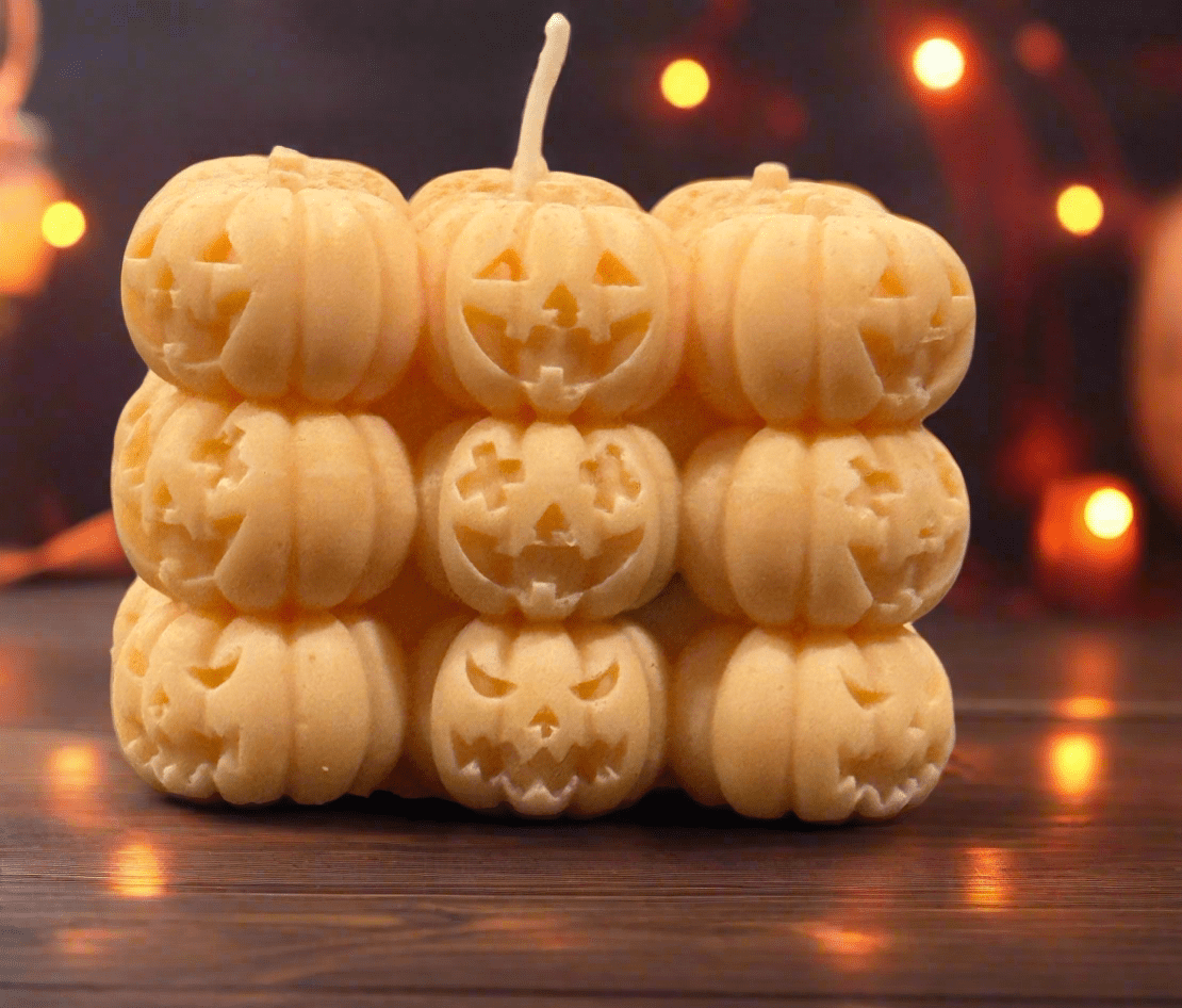 3D Bubble Cube Pumpkin Candle