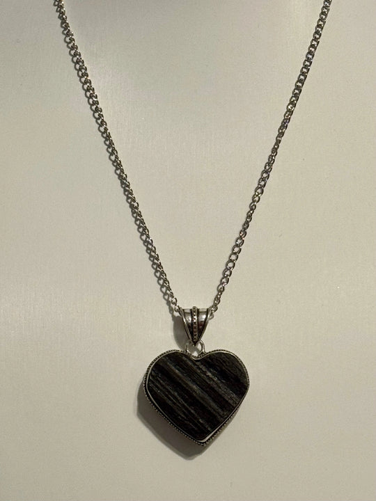 Raw Black Tourmaline Heart Pendant