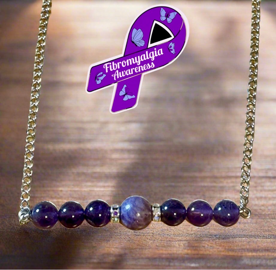 Fibromyalgia Awareness Bar Necklace