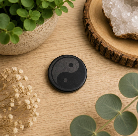 Shungite Engraved Round EMF Phone Protector