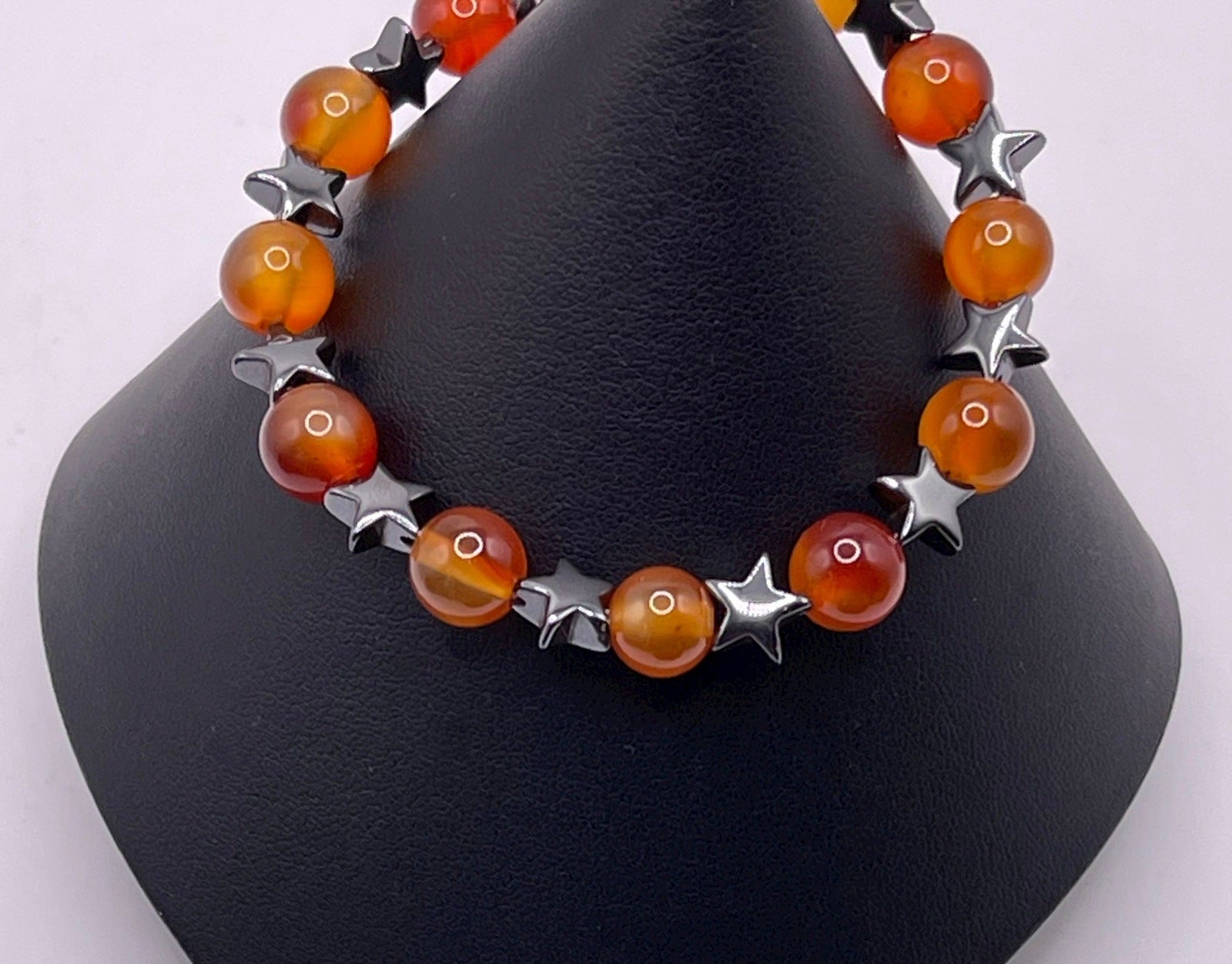 Star Hematite with Carnelian Crystal Bracelet