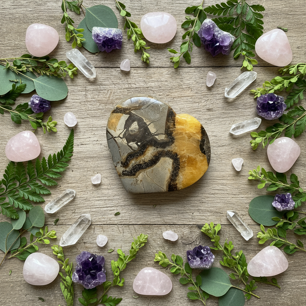 Septarian Calcite Heart Bowl