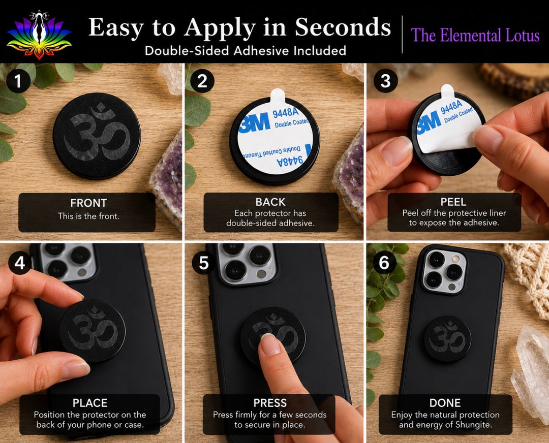 Shungite Engraved Round EMF Phone Protector