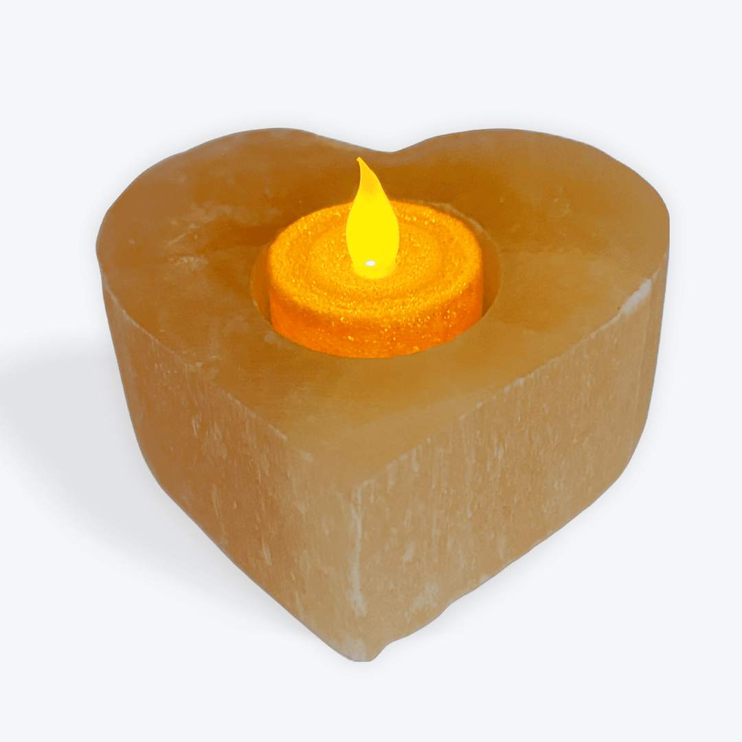 Selenite Heart Candle Holder