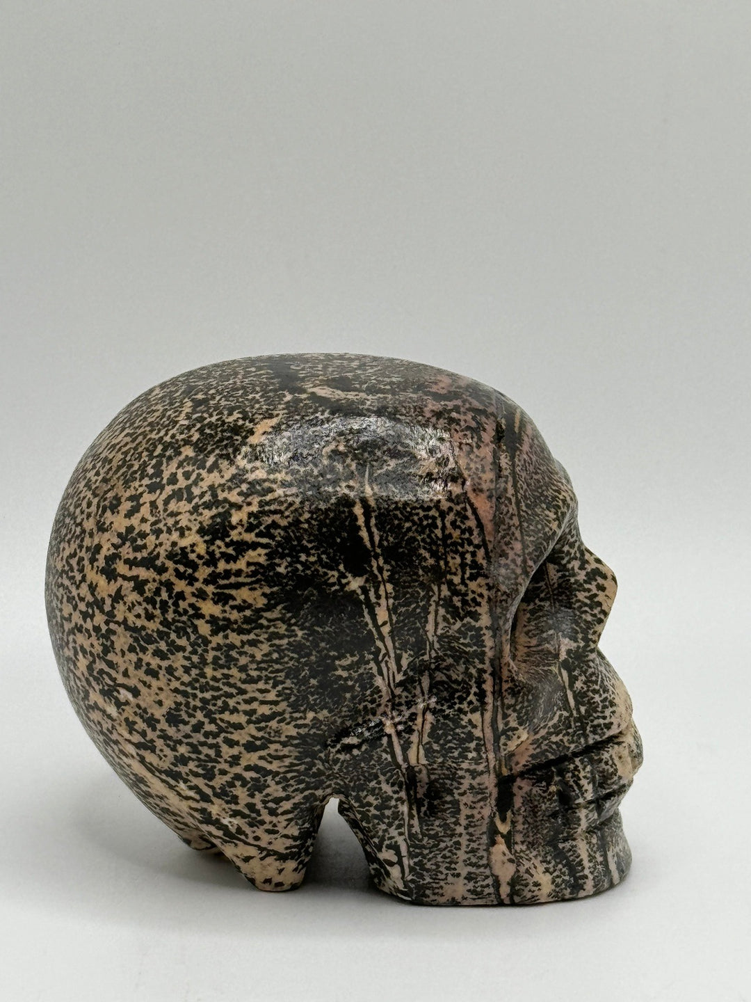 Dendritic Picture Jasper Skull Carving