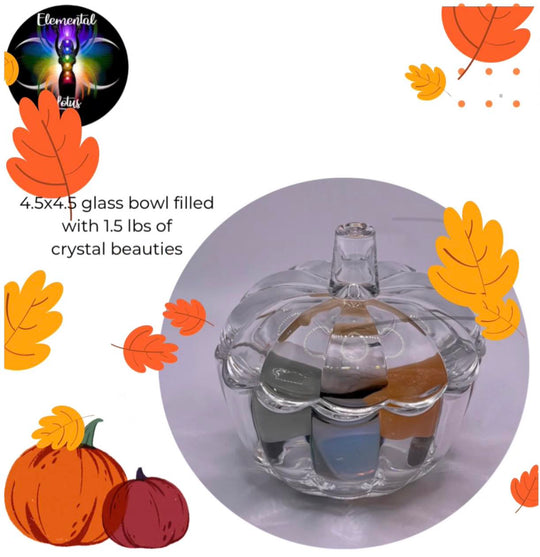 Crystal Filled Glass Pumpkin Jar