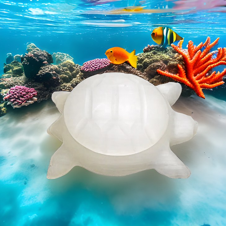 Selenite Turtle Bowl with Lid