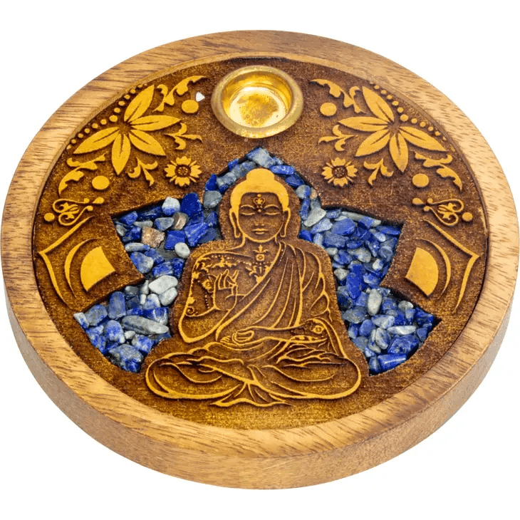 Laser Etched Wood Round Incense Holder