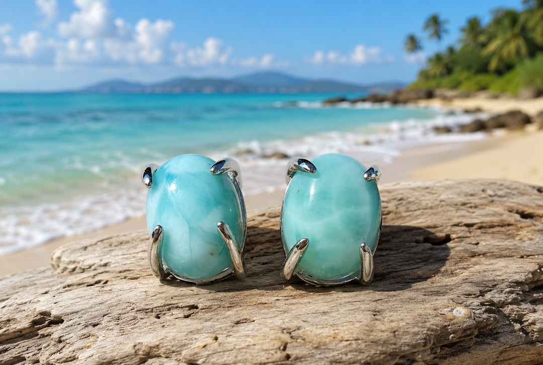 Larimar Stud Earrings