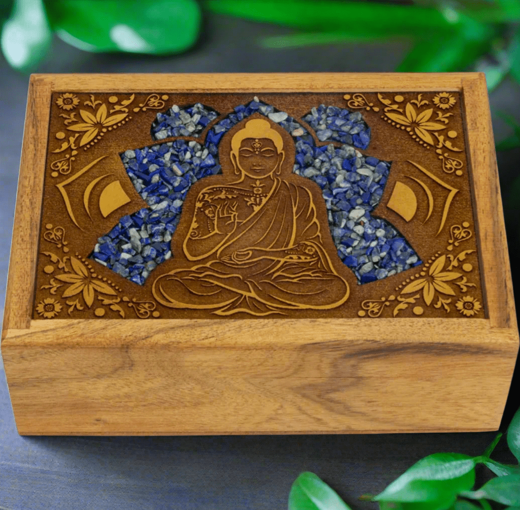 Velvet Lined Laser Etched Wooden Box