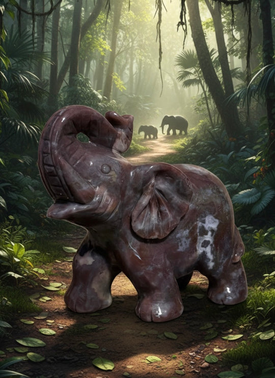 Hand-Carved Ocean Jasper Elephant