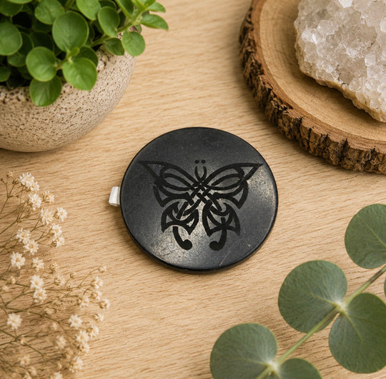 Shungite Engraved Round EMF Phone Protector