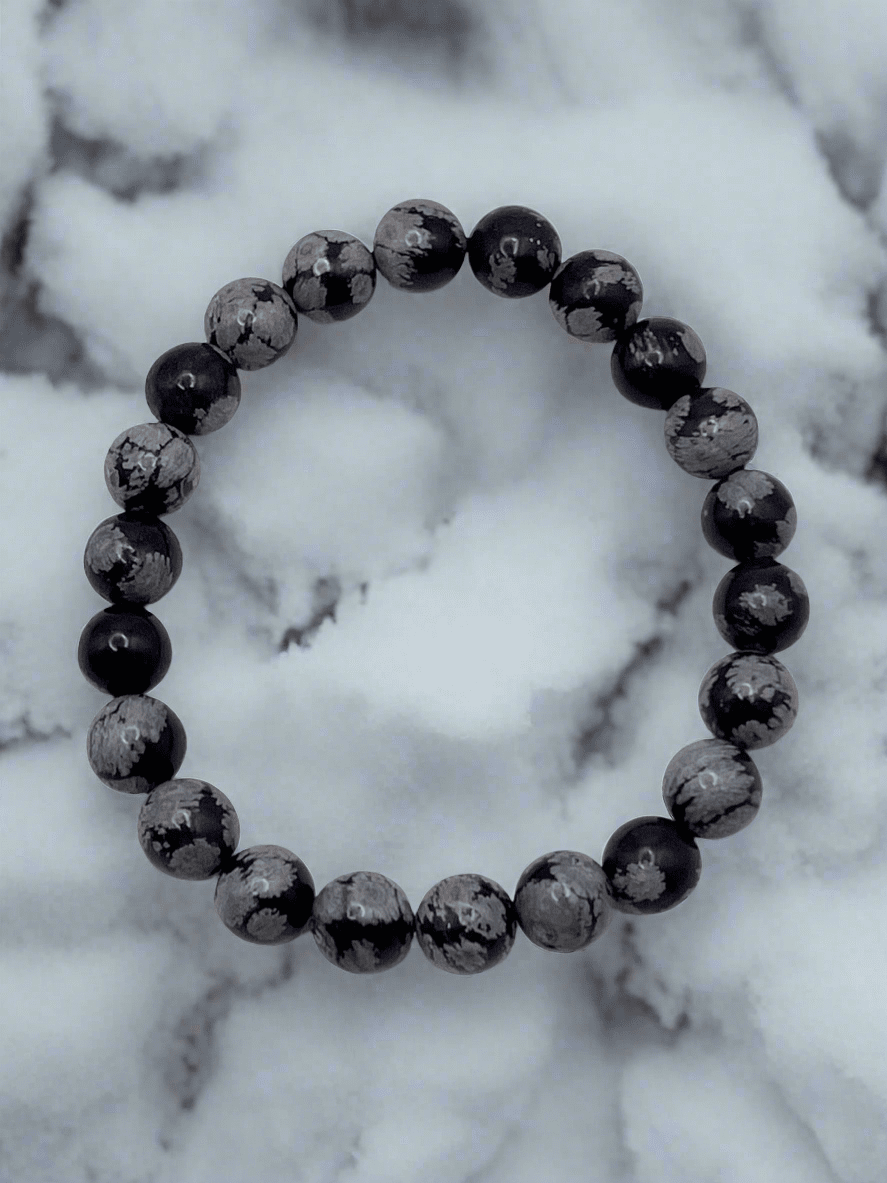 Snowflake Obsidian Stretch Bracelet