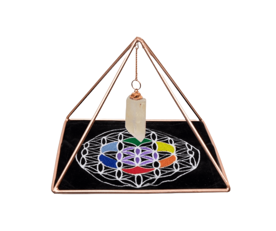 Copper Pyramid Energizer Set With Crystal Point & Velvet Mat – The
