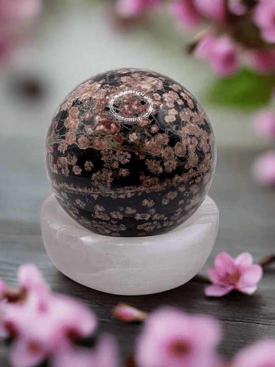 Red Snowflake Obsidian Sphere