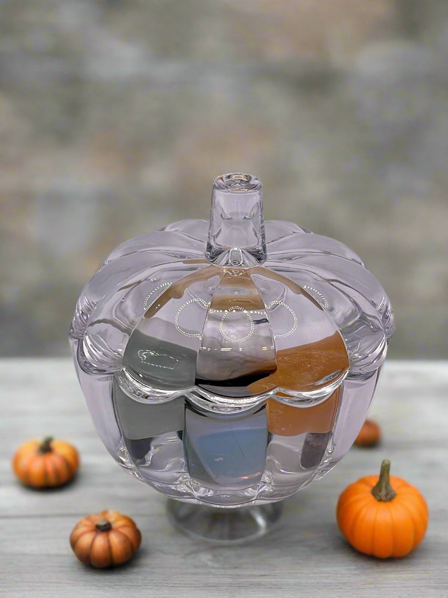 Crystal Filled Glass Pumpkin Jar