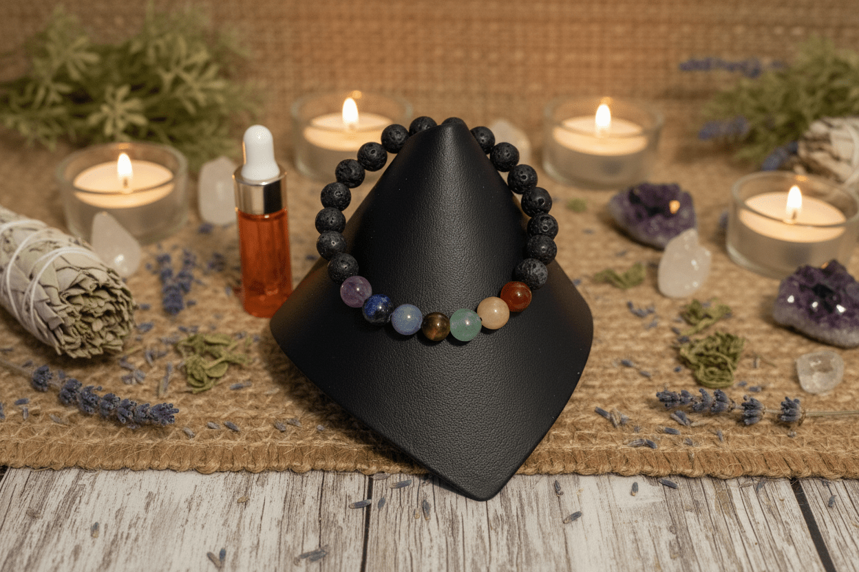 Chakra Lava Stone Bracelet with EO Blend