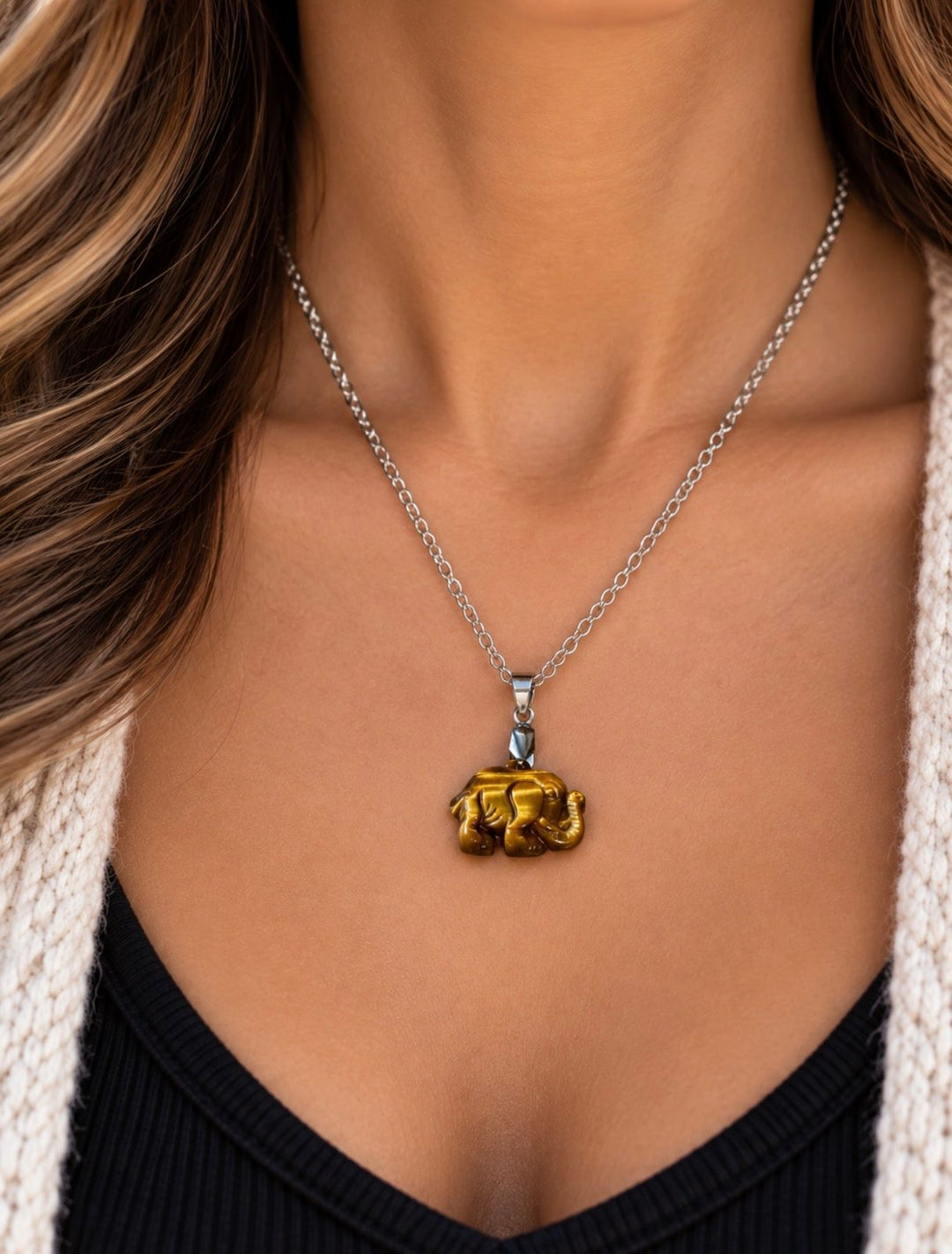 Tiger Eye Elephant Pendant