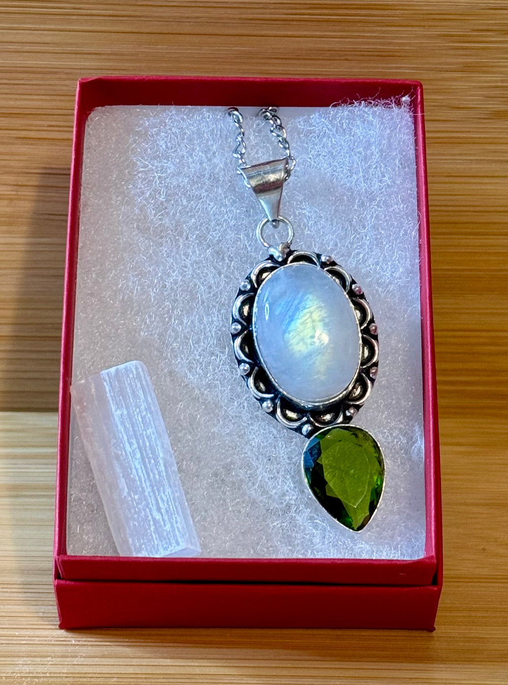 Moonstone with Peridot Pendant