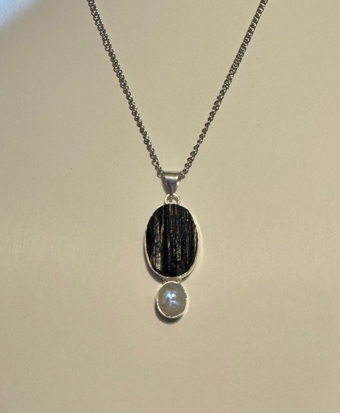 Raw Tourmaline Moonstone Pendant