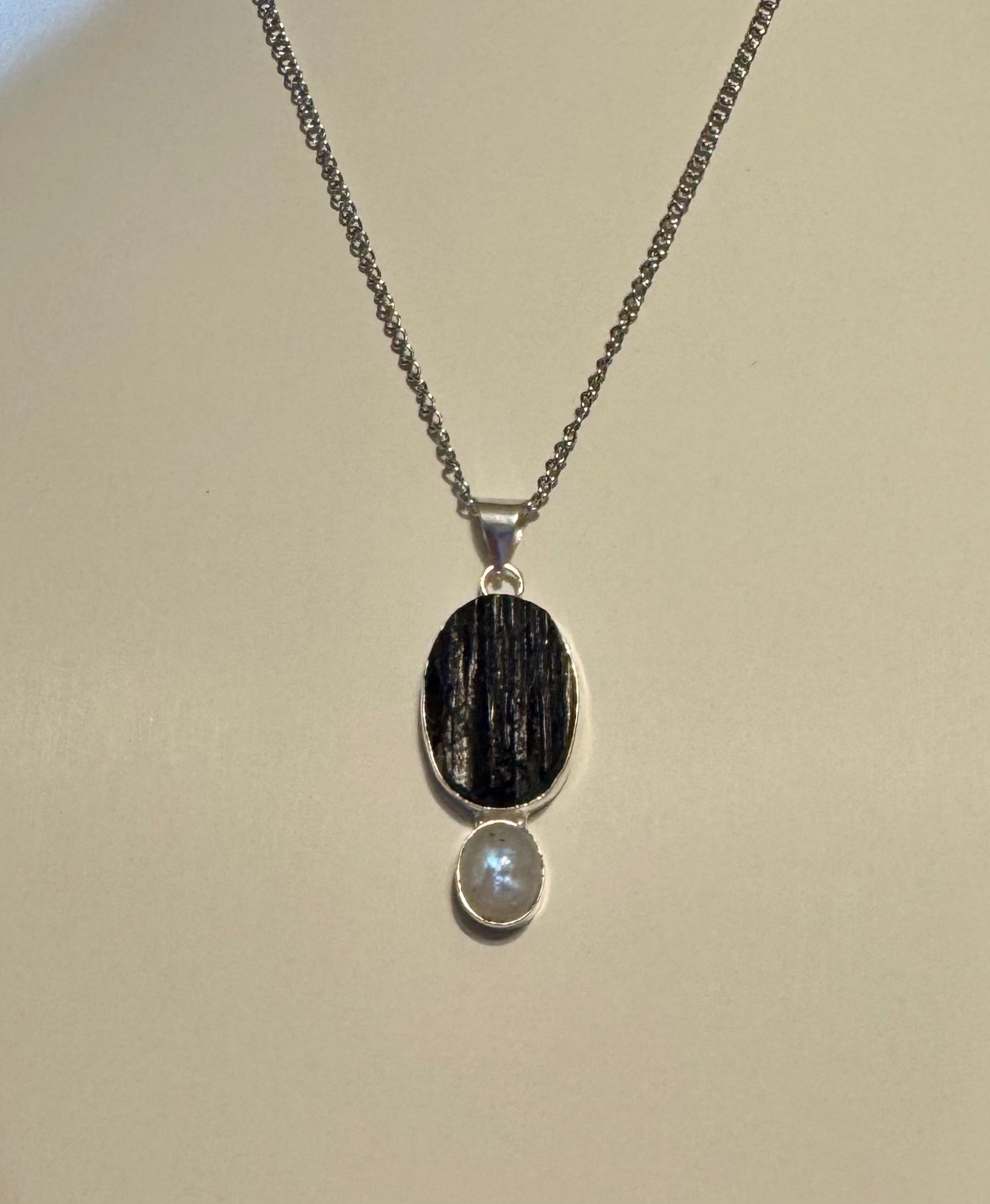Raw Tourmaline Moonstone Pendant