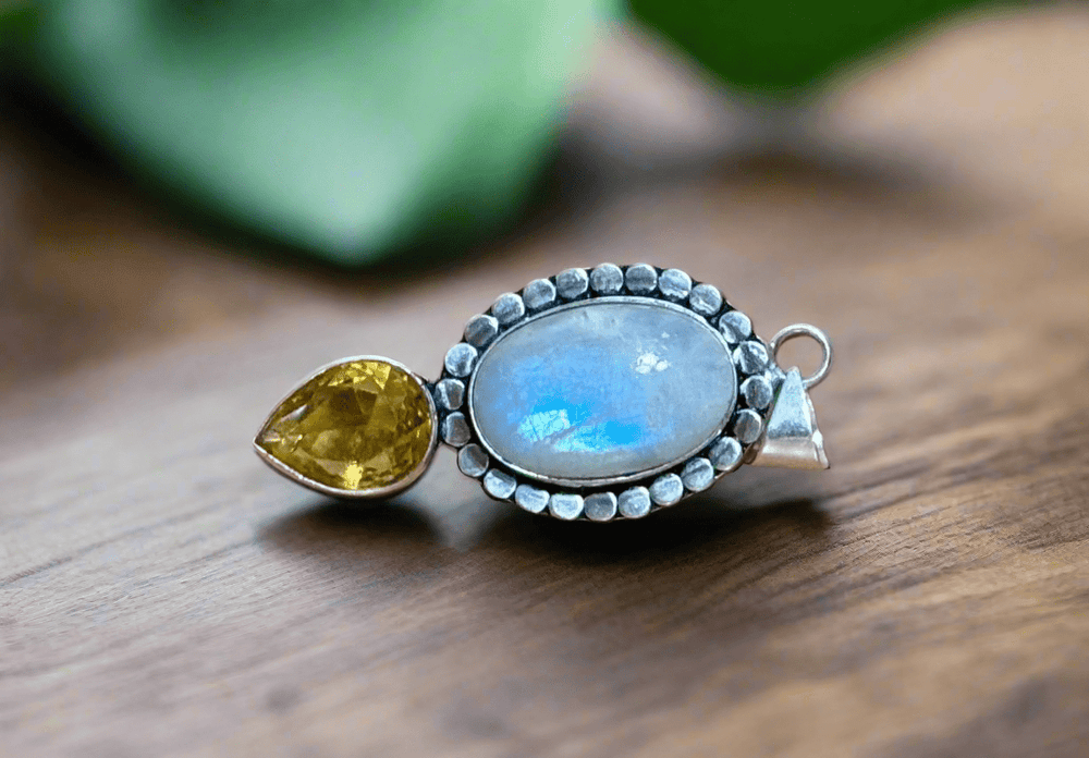 Moonstone Lemon Quartz Pendant