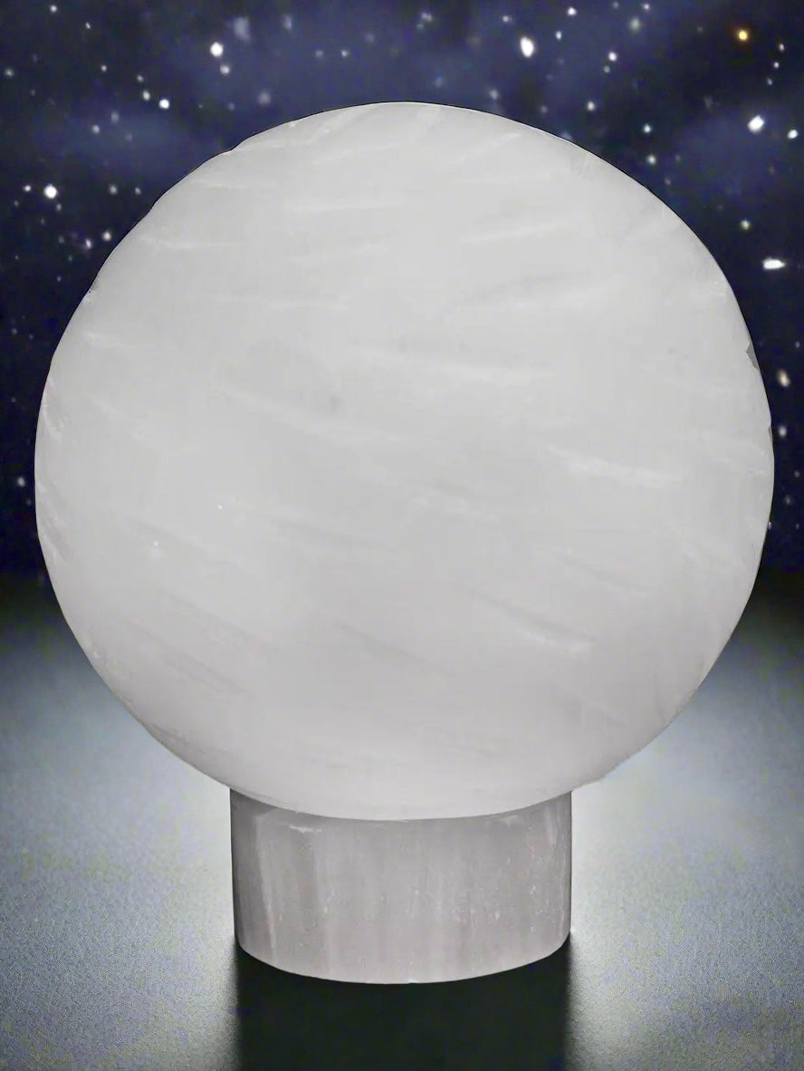 Selenite Carved Moon Lamp