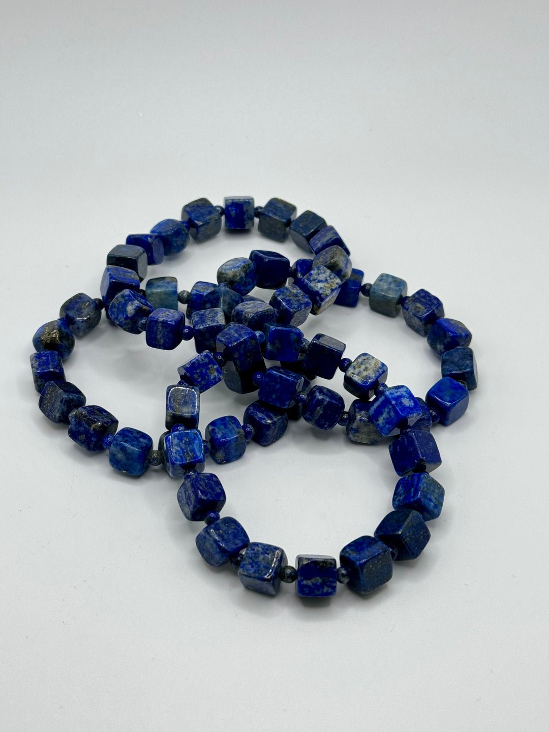 Lapis Lazuli Cube Stretch Bracelet