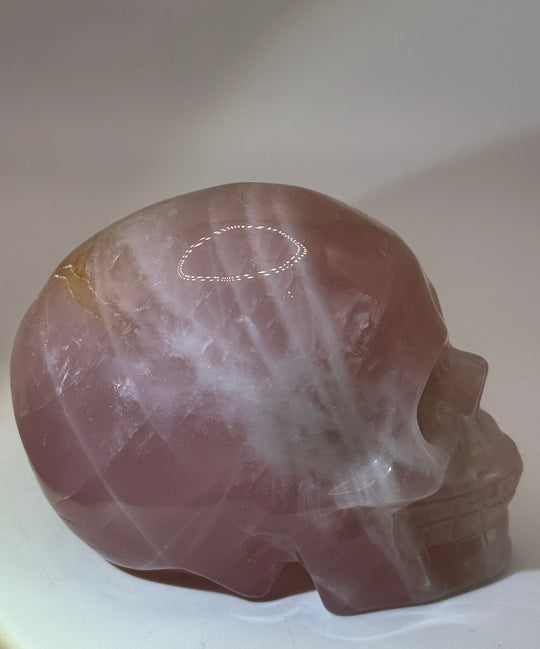 Rose Quartz Skull Carving