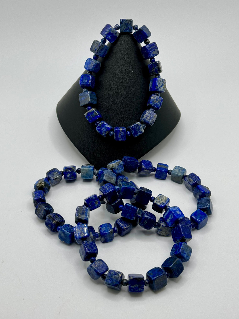 Lapis Lazuli Cube Stretch Bracelet