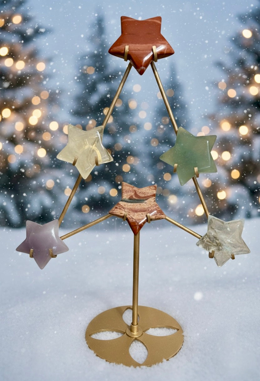 Holiday Tree with Star Carvings