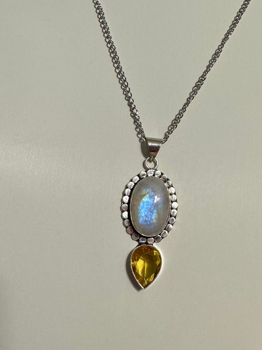 Moonstone Lemon Quartz Pendant