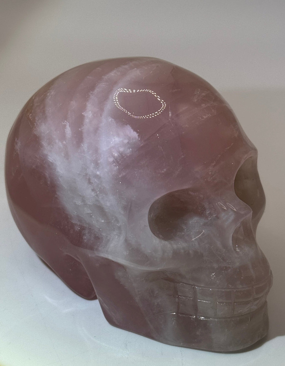 Rose Quartz Skull Carving