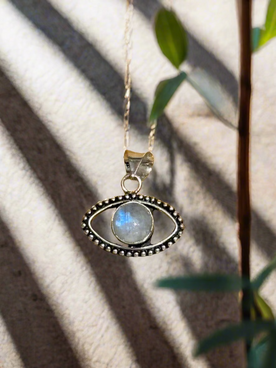 Moonstone Evil Eye Pendant