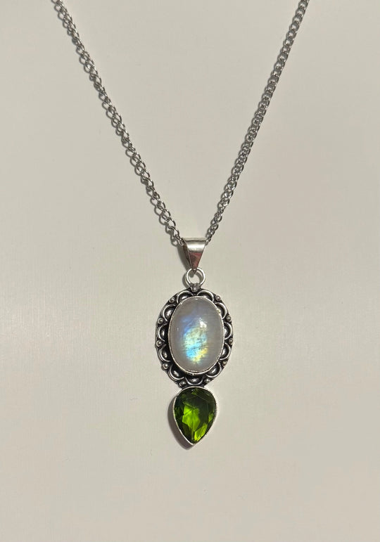 Moonstone with Peridot Pendant
