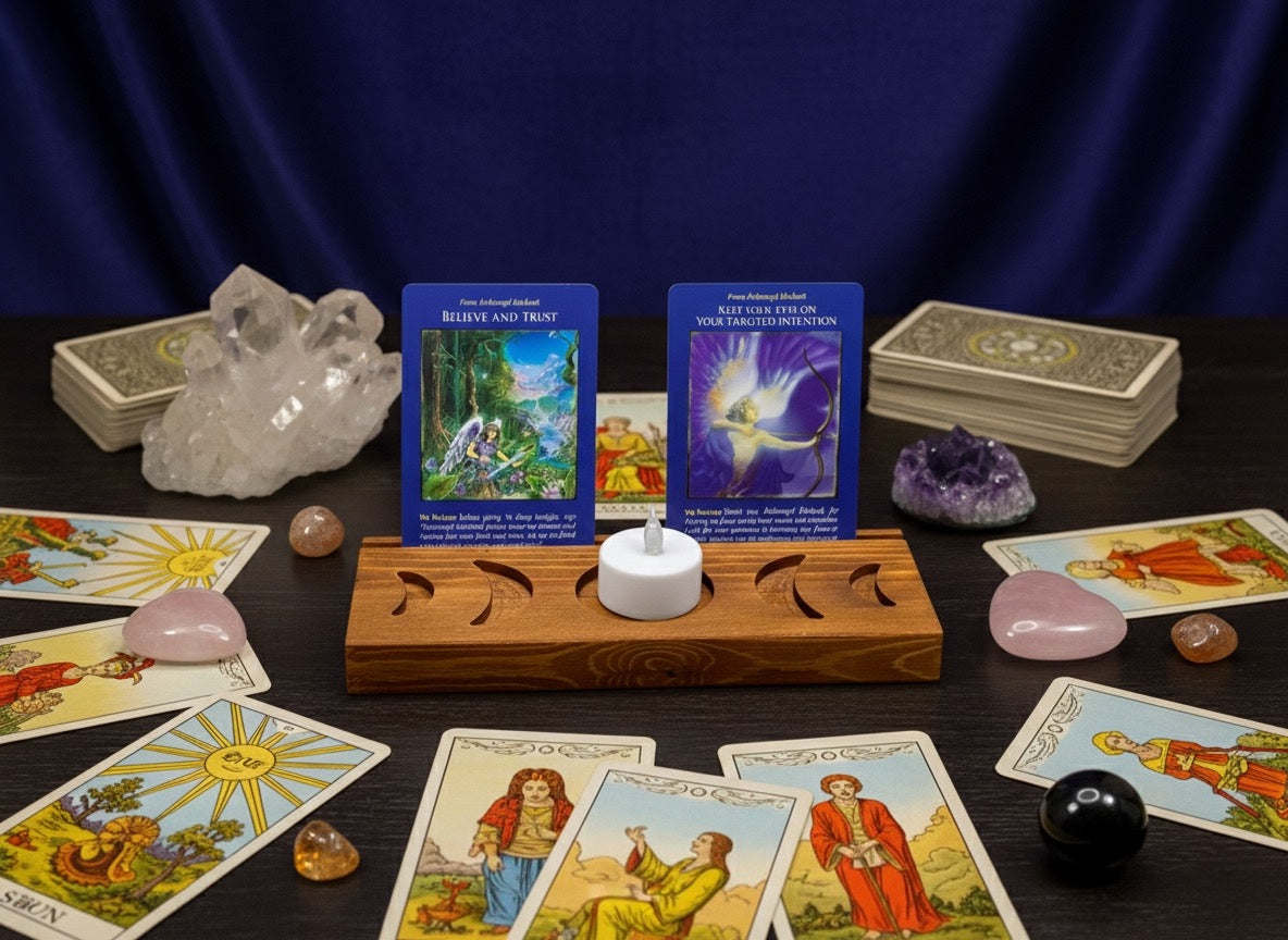 Moon Phase Tarot/Oracle/Meditation Card Holder - Tarot Stand - Oracle Card Stand - Meditation Tool