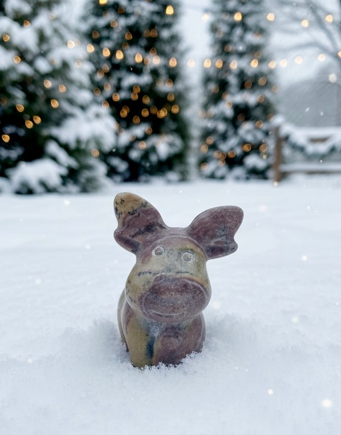Dendritic Picture Jasper Reindeer Carvings