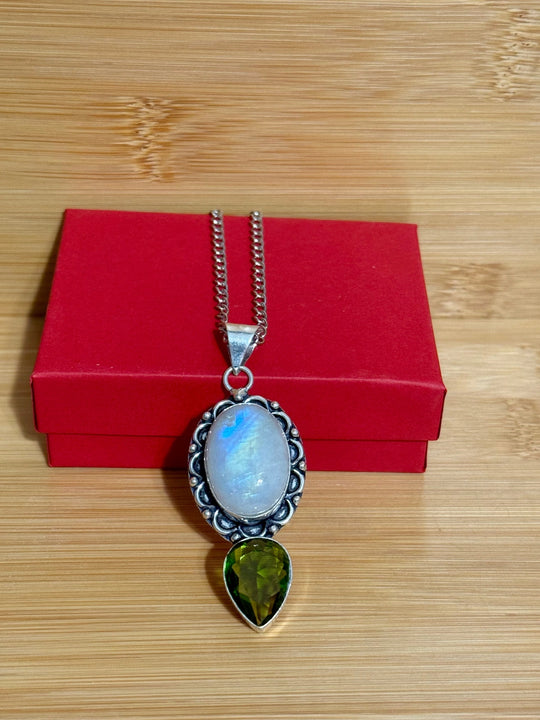Moonstone with Peridot Pendant