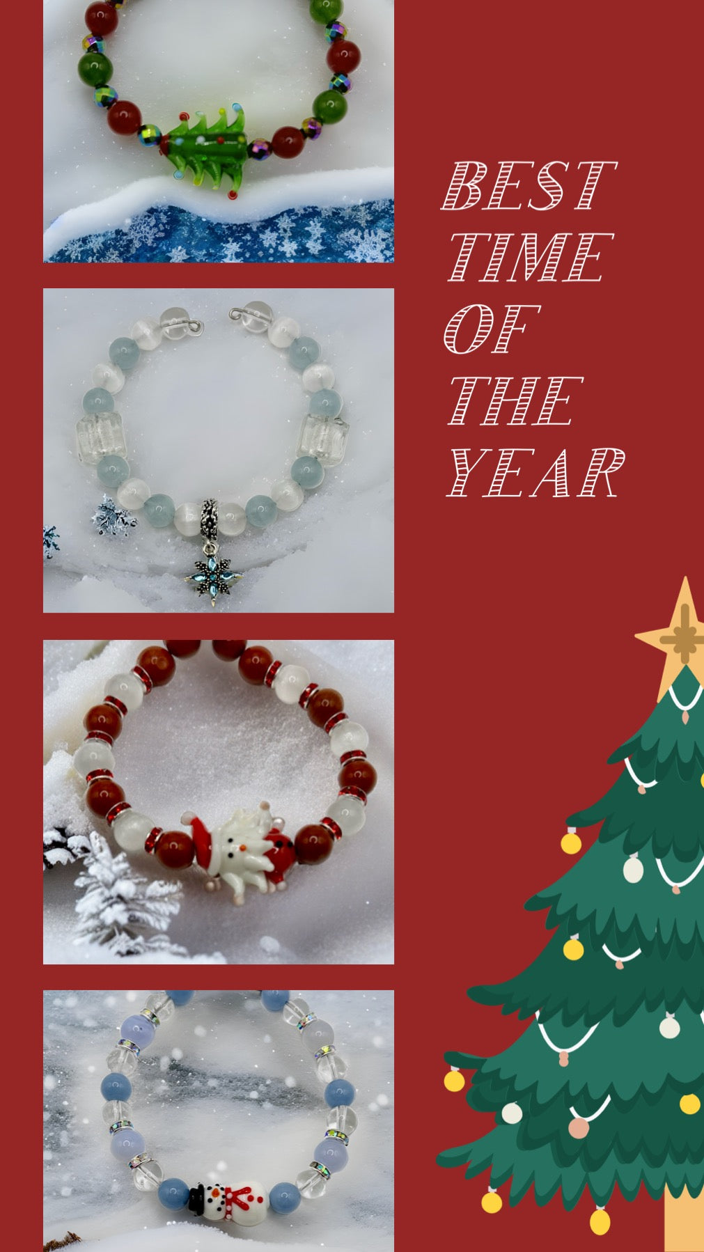 Holiday Crystal & Lampwork Bead Bracelets