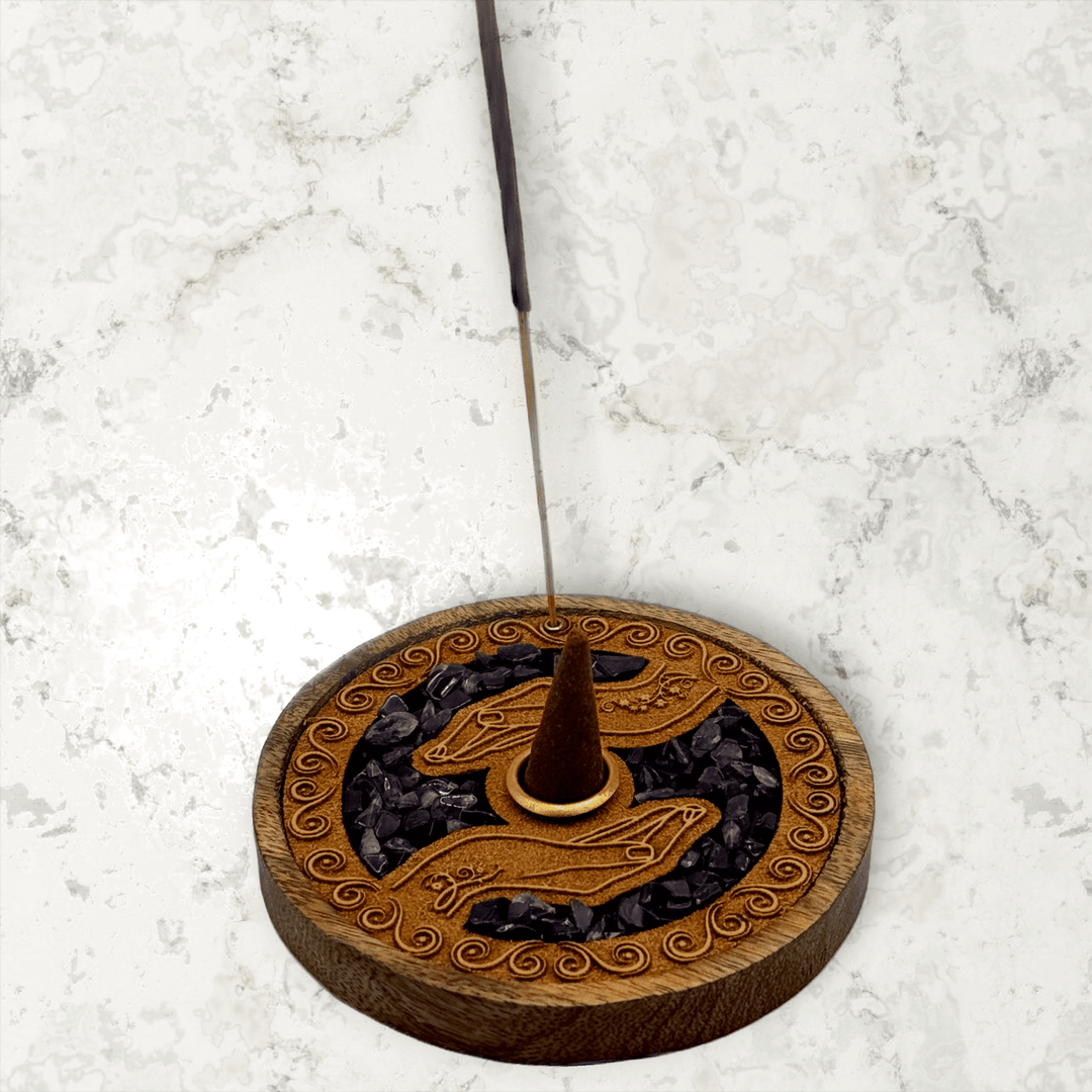 Laser Etched Wood Round Incense Holder