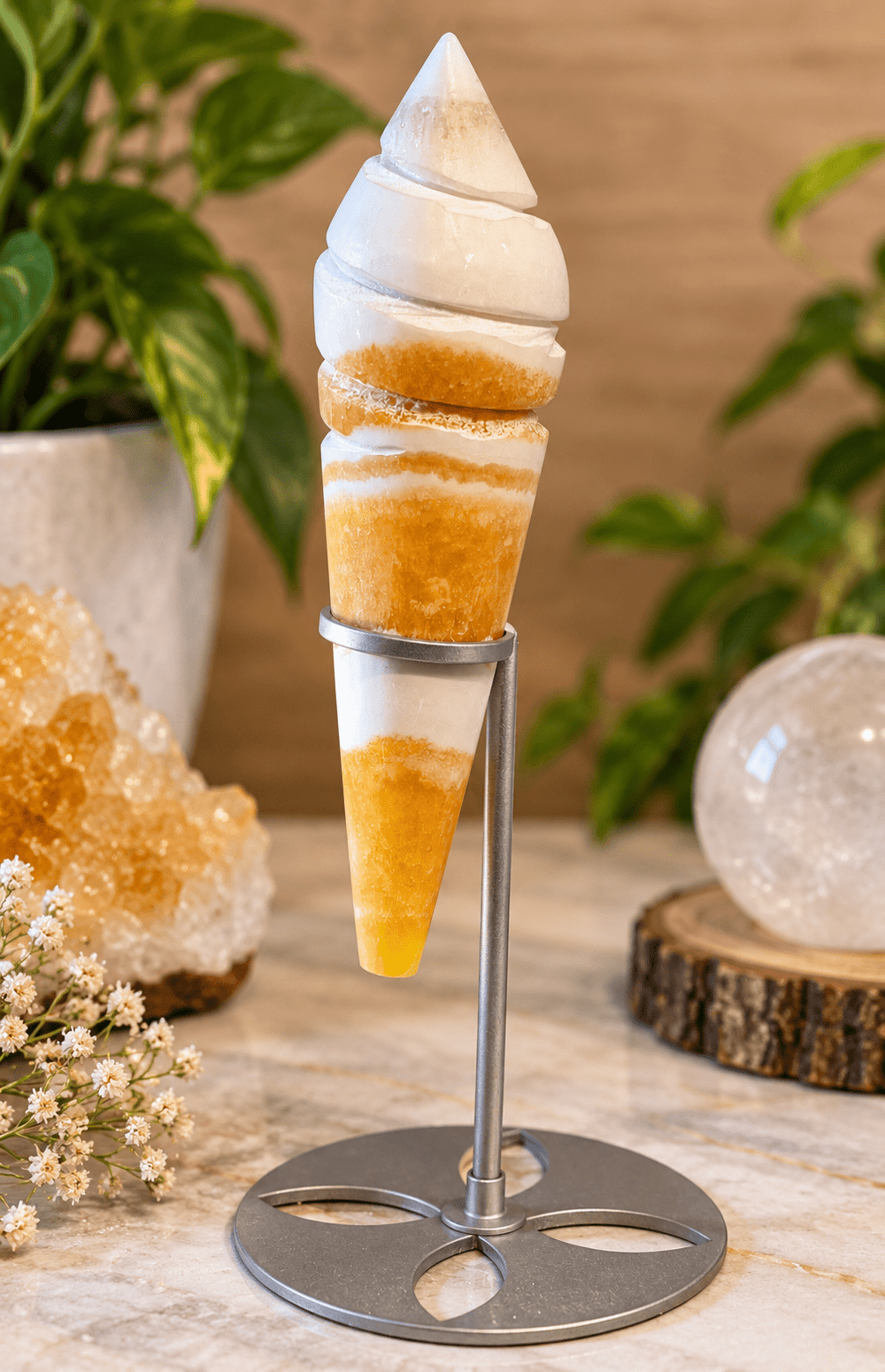 Calcite Ice Cream Cone Carving