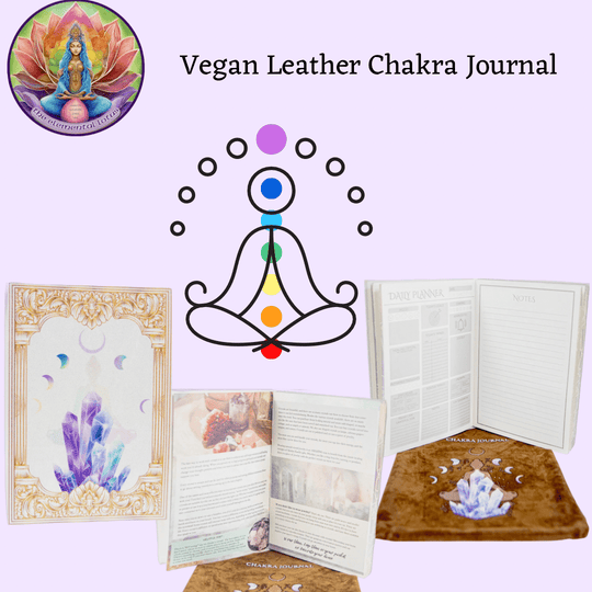 Vegan Leather Crystal Journal w/ Bag - Chakra Crystals