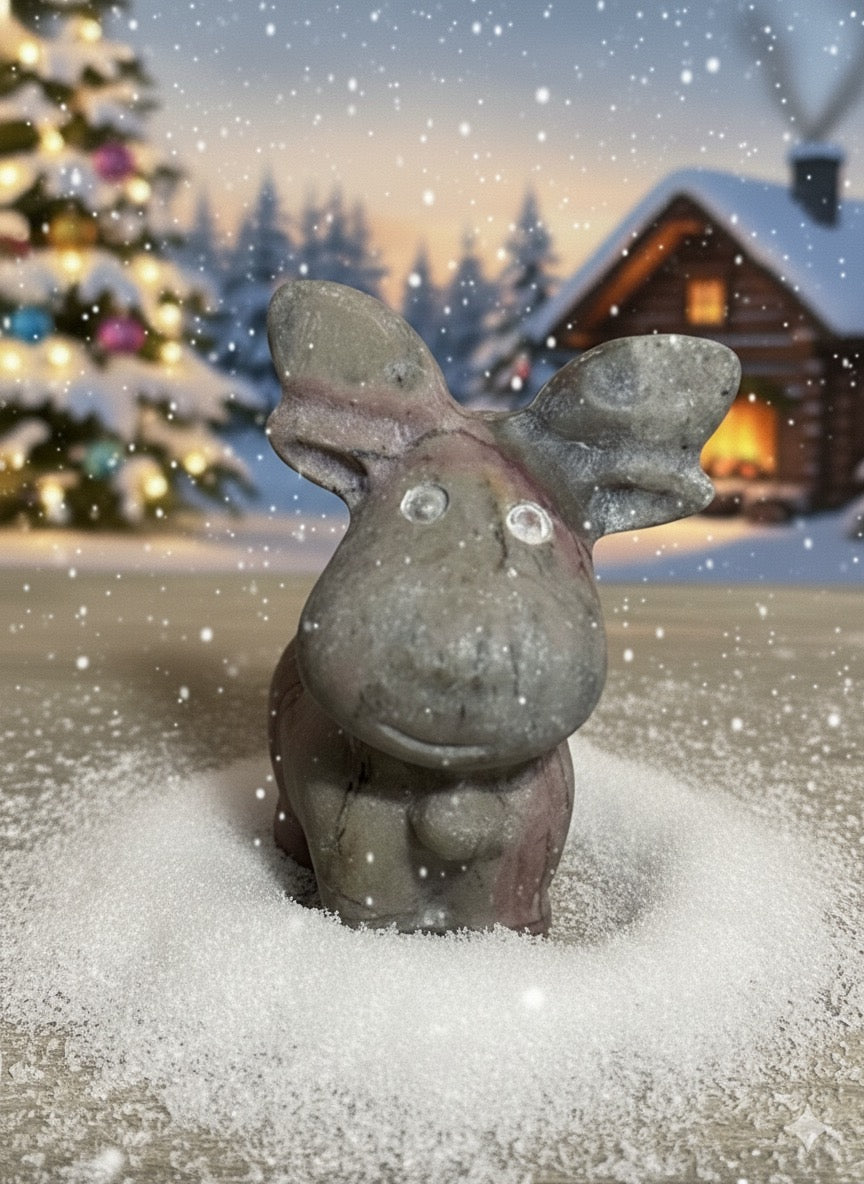 Dendritic Picture Jasper Reindeer Carvings