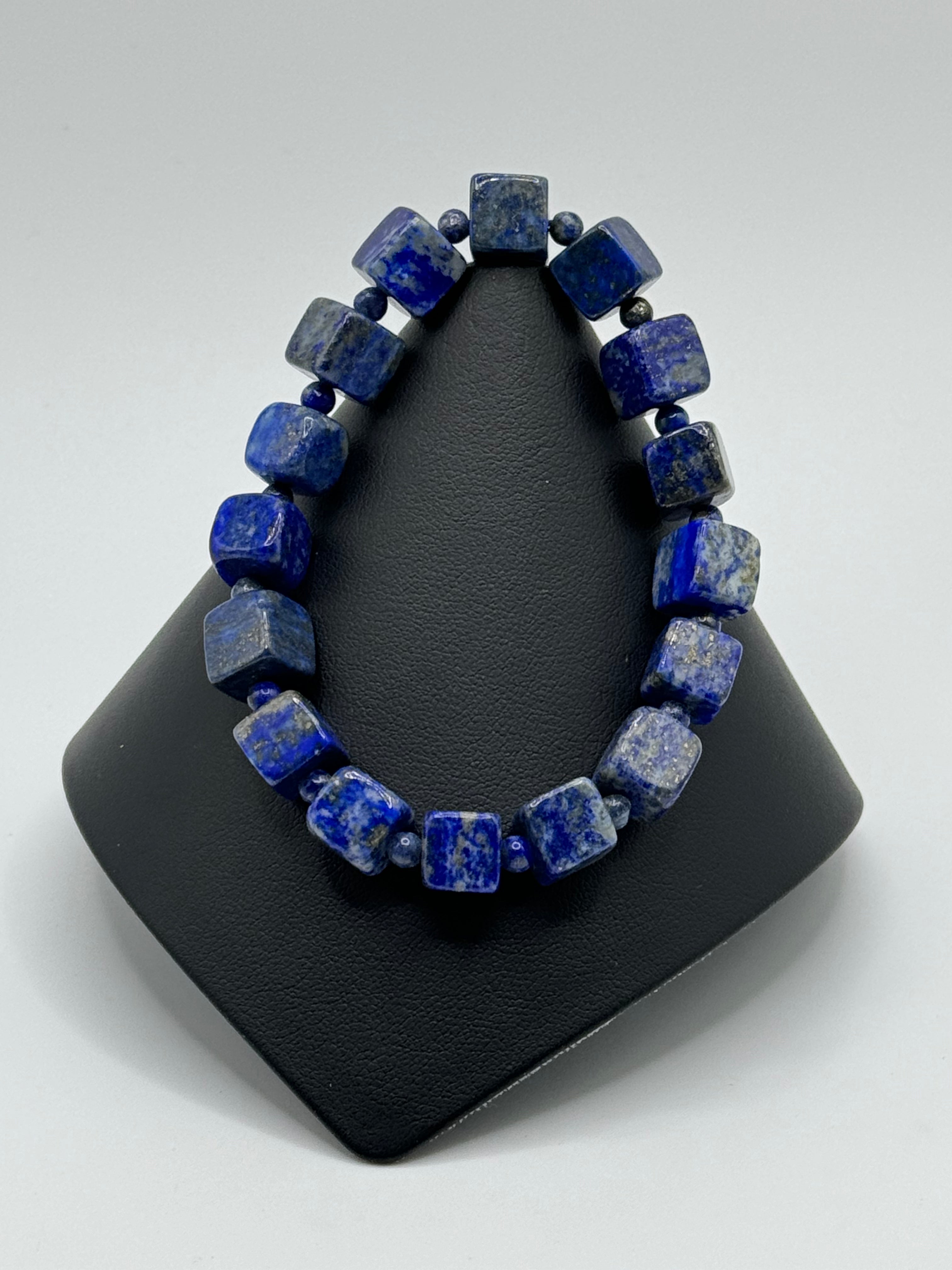 Lapis Lazuli Cube Stretch Bracelet