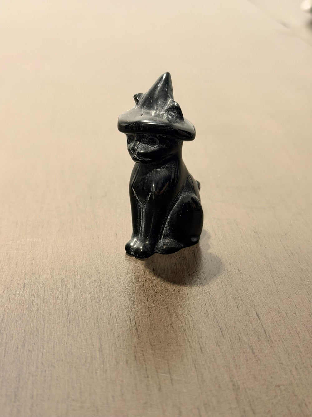 Black Obsidian Witchy Cat Carving