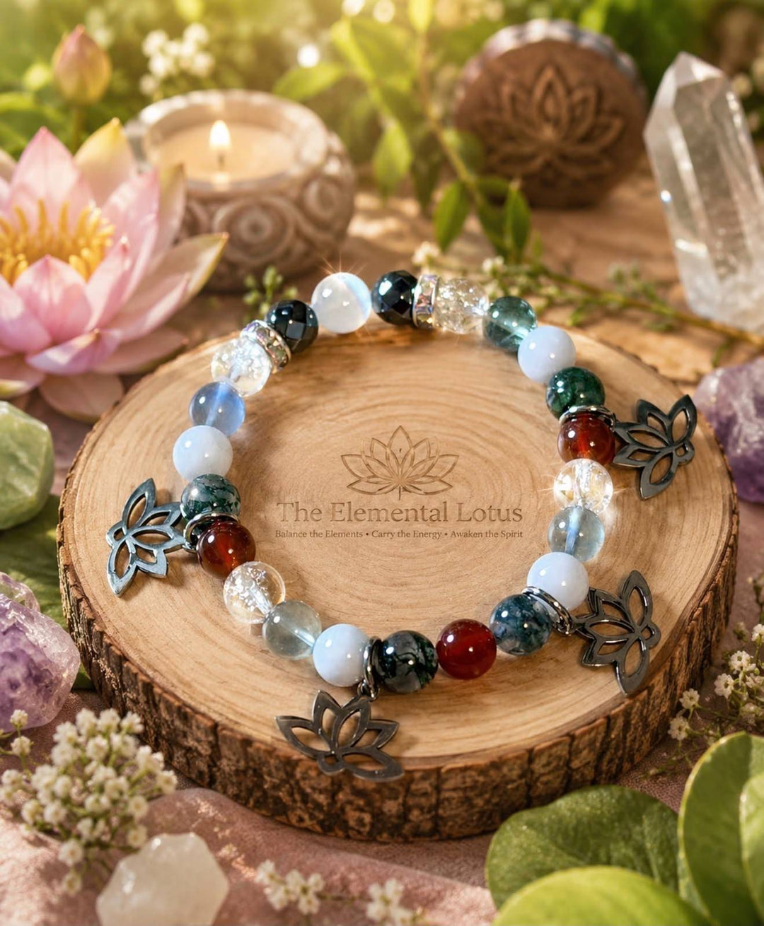 The Elemental Lotus Signature Charm Bracelet — Balance of the Elements