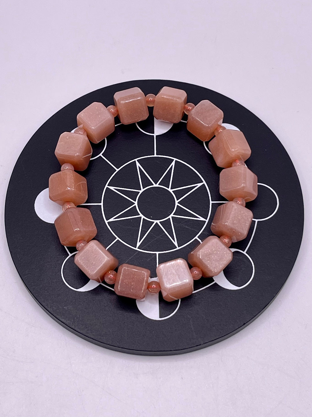 Peach Moonstone Cube Bracelet